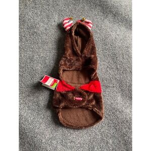 SimplyDog Reindeer Dog Hoodie Medium Brown Red Christmas Pet Costume Jingle Bell